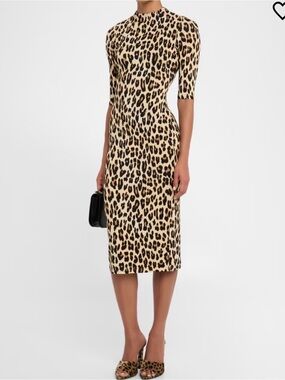 Alice + Olivia Leopard-Print Midi Dress - Beige & Black
